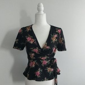 Floral wrap top